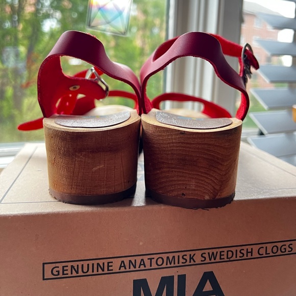 MIA 1976 Genuine Swedish Clogs- Anja red leather - 10 - Picture 3 of 9